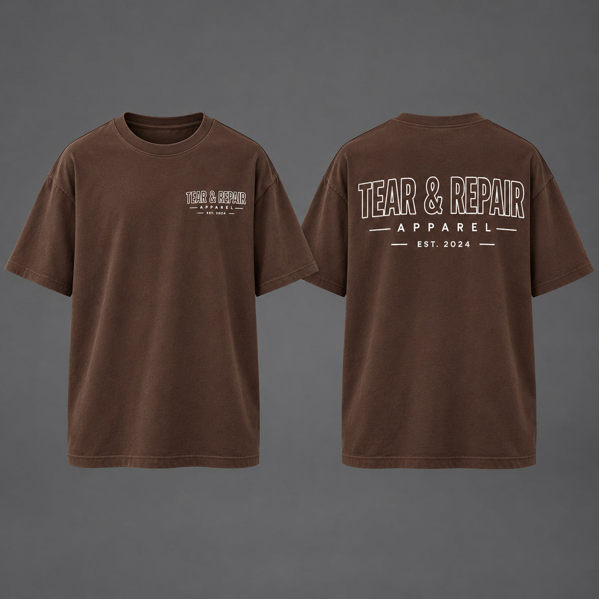 Outline Oversized T-Shirt - Brown