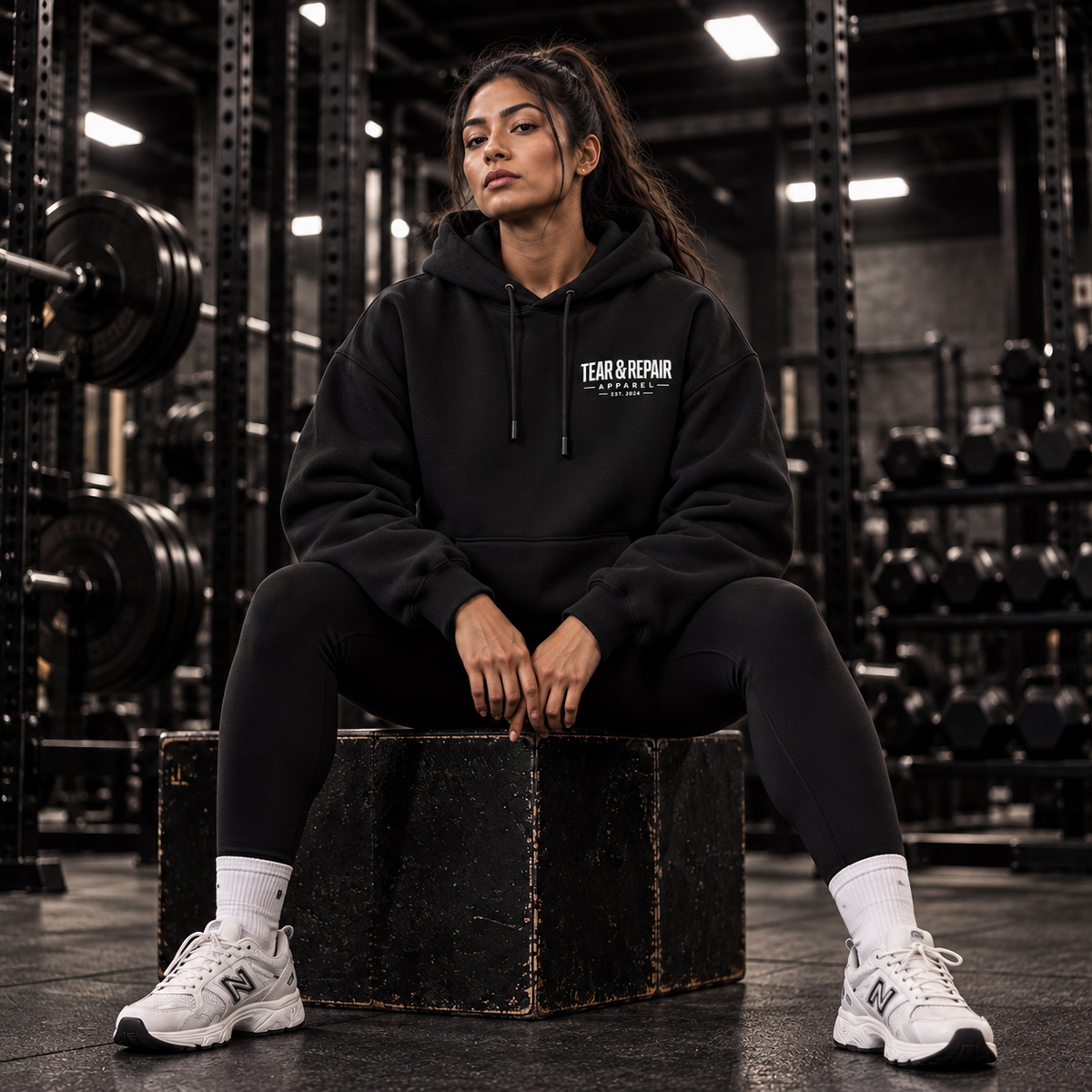 Outline Oversized Hoodie - Black