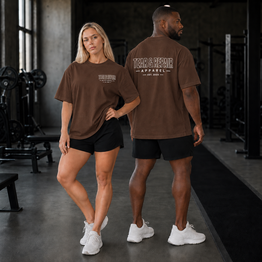 Outline Oversized T-Shirt - Brown