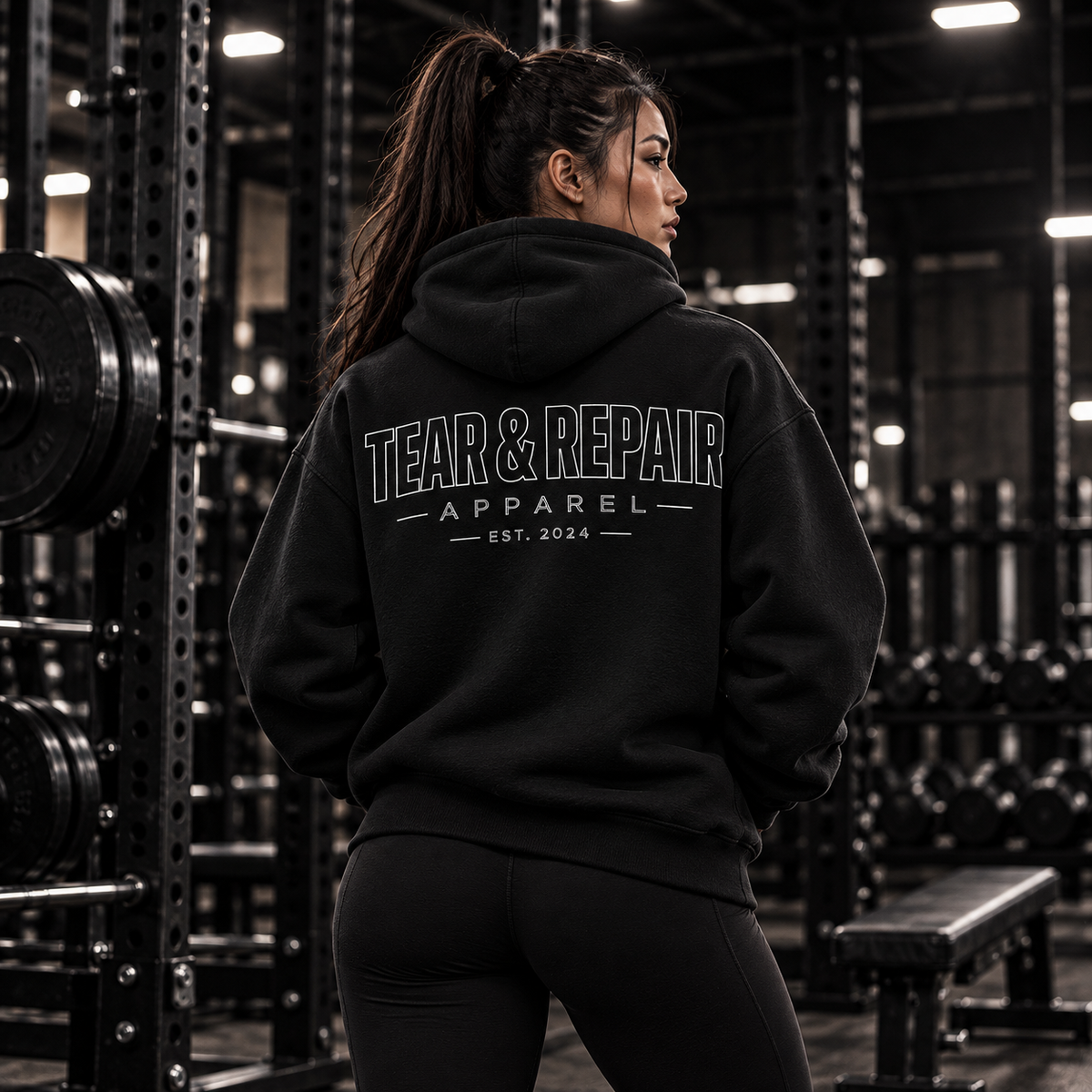 Outline Oversized Hoodie - Black