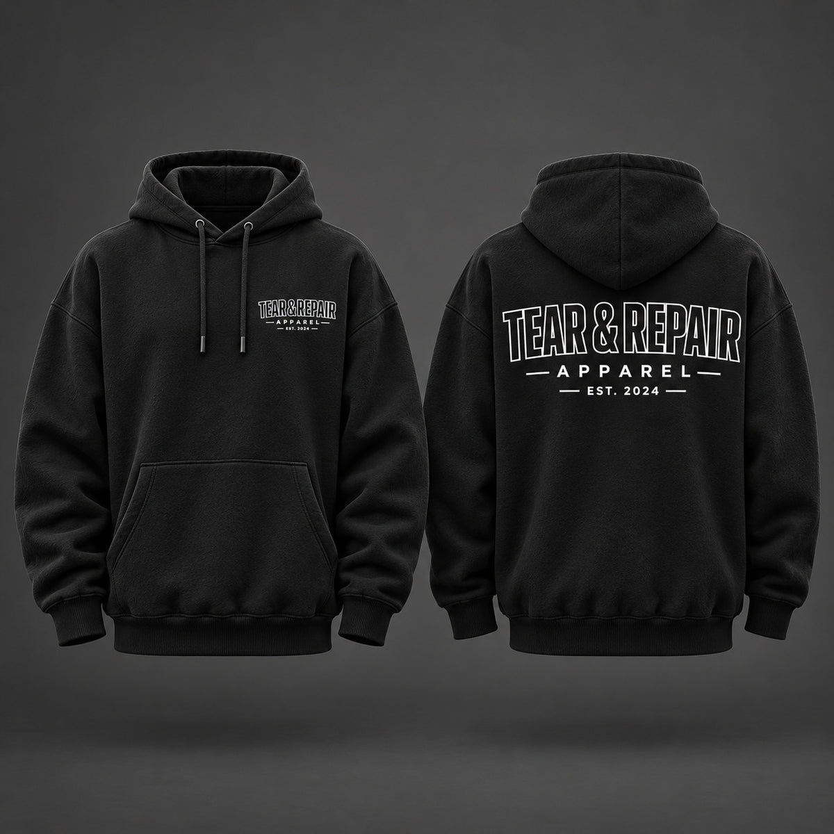Outline Oversized Hoodie - Black